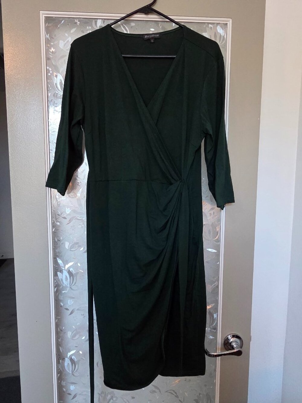 Beautiful Forest Green Mock Wrap Dress - Size XL